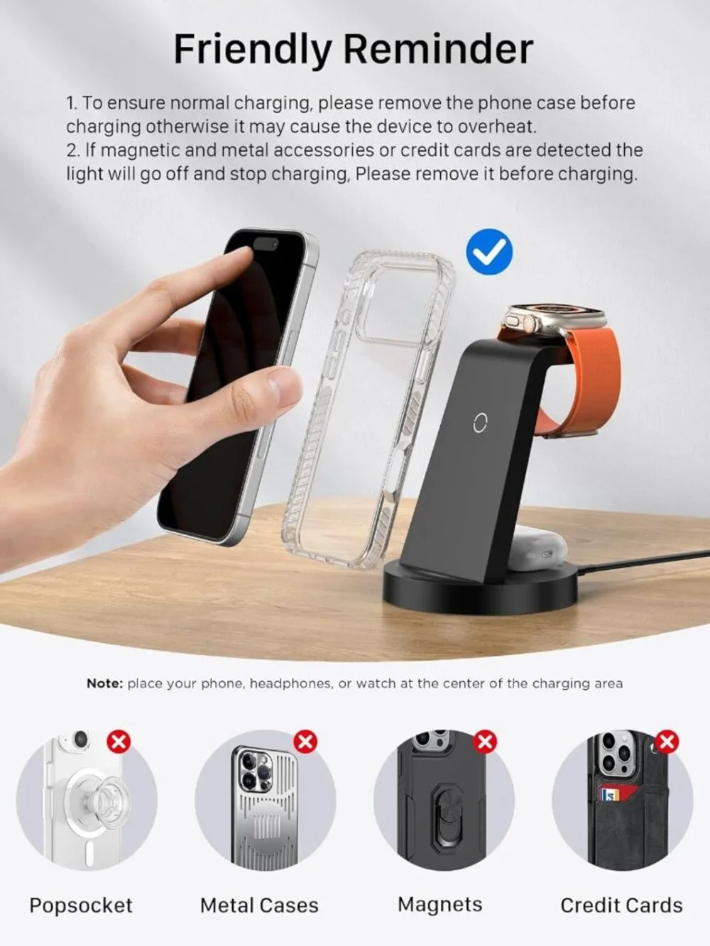 3-in-1 Wireless Charging Station for iPhone, Apple Watch & AirPods - Fast